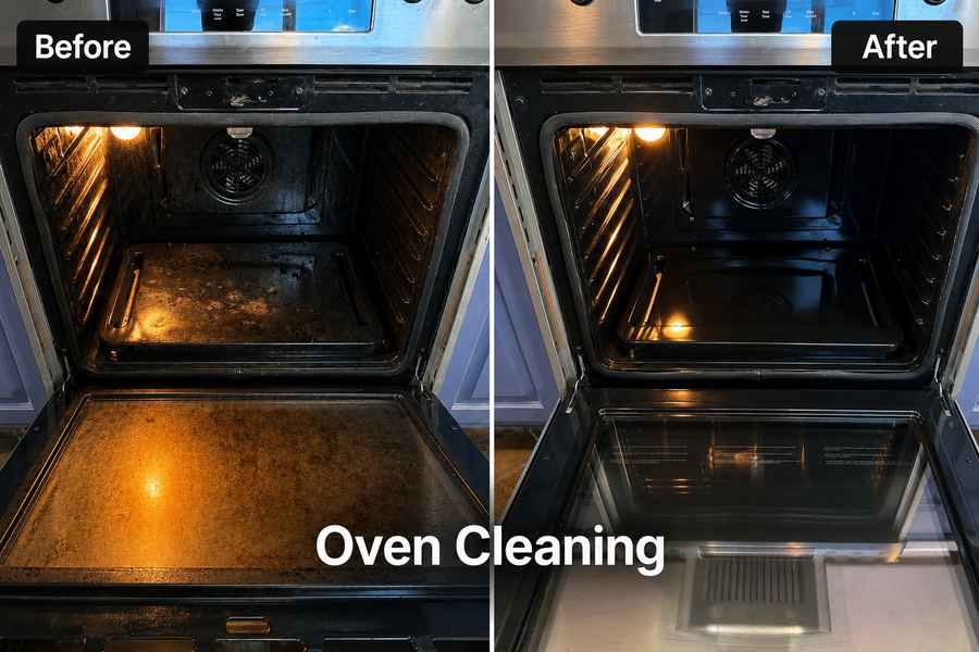 Oven cleaning before and after