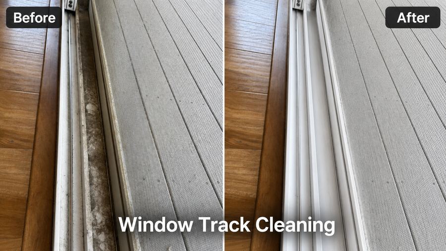 Window track cleaning before and after