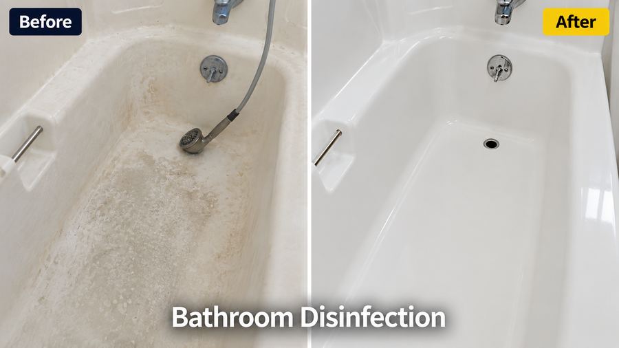 Bathroom disinfection before and after