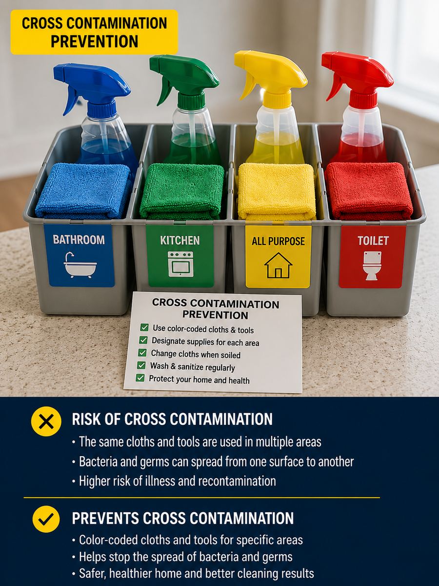 Cross-contamination prevention cleaning supplies