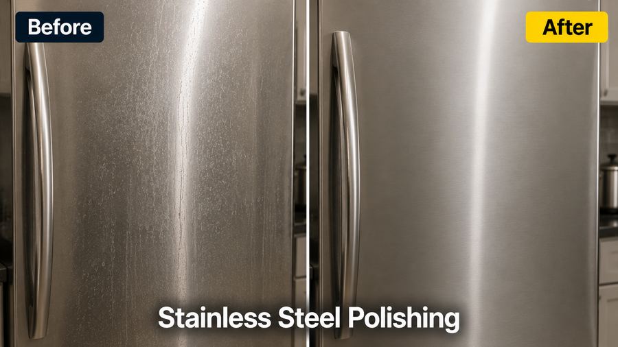Stainless steel polishing before and after