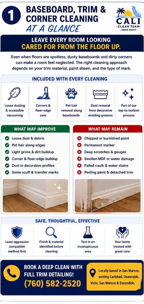 Baseboard & Corner Detail Cleaning in San Marcos, CA — quick facts: what's included and what may be permanent
