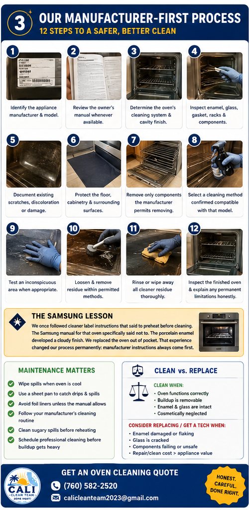 Our professional oven cleaning process in San Marcos, CA, step by step