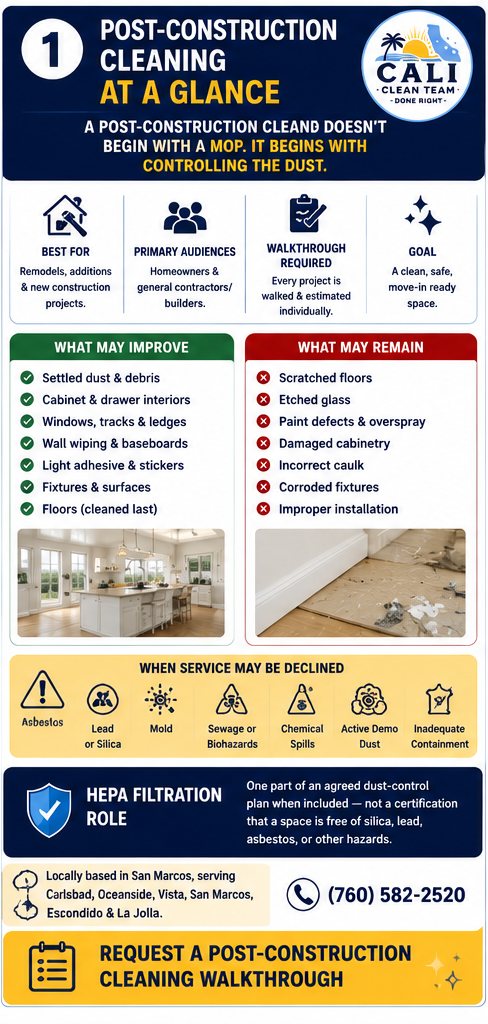 Post-Construction Cleaning in San Marcos, CA — quick facts: what's included and what may be permanent